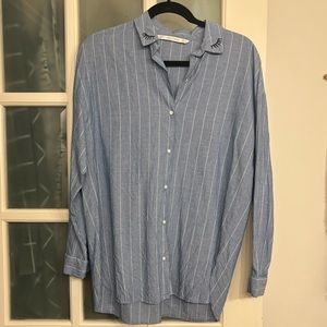 Striped button-down shirt with collar detail